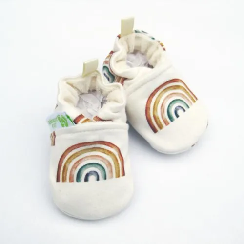 Little Pitterpat Scattered Rainbows Knit All Fabric Soft Sole Shoes