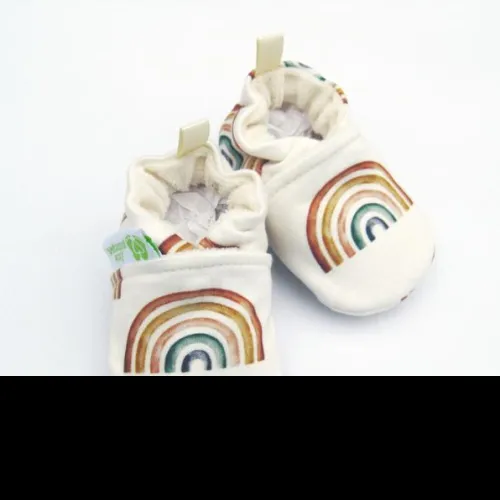 Little Pitterpat Scattered Rainbows Knit All Fabric Soft Sole Shoes