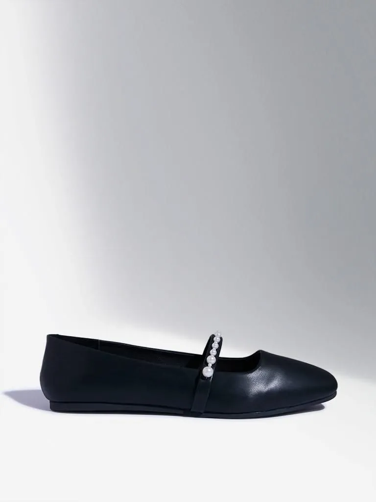 LUNA BLU Black Pearlescent Mary Jane Shoes