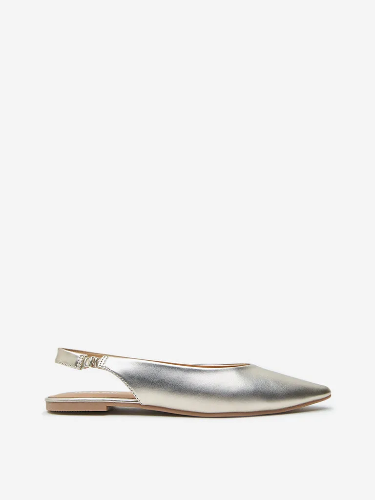 LUNA BLU Gold Slingback Shoes