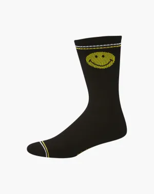 MENS SMILEY SPORTS CREW BAMBOO SOCK - BLACK