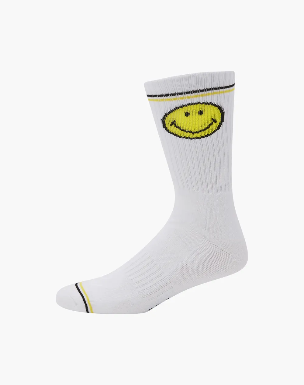 MENS SMILEY SPORTS CREW BAMBOO SOCK - WHITE