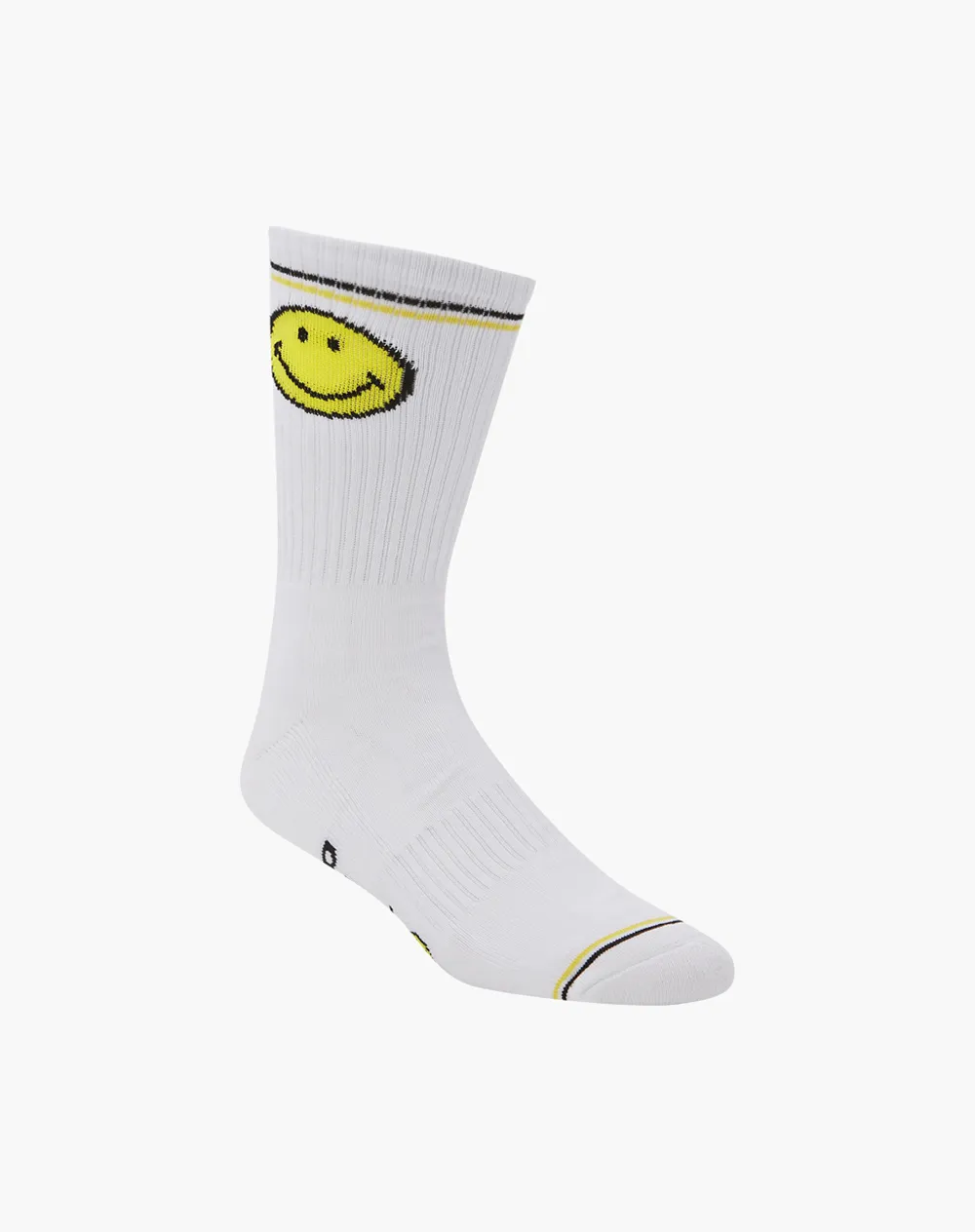 MENS SMILEY SPORTS CREW BAMBOO SOCK - WHITE