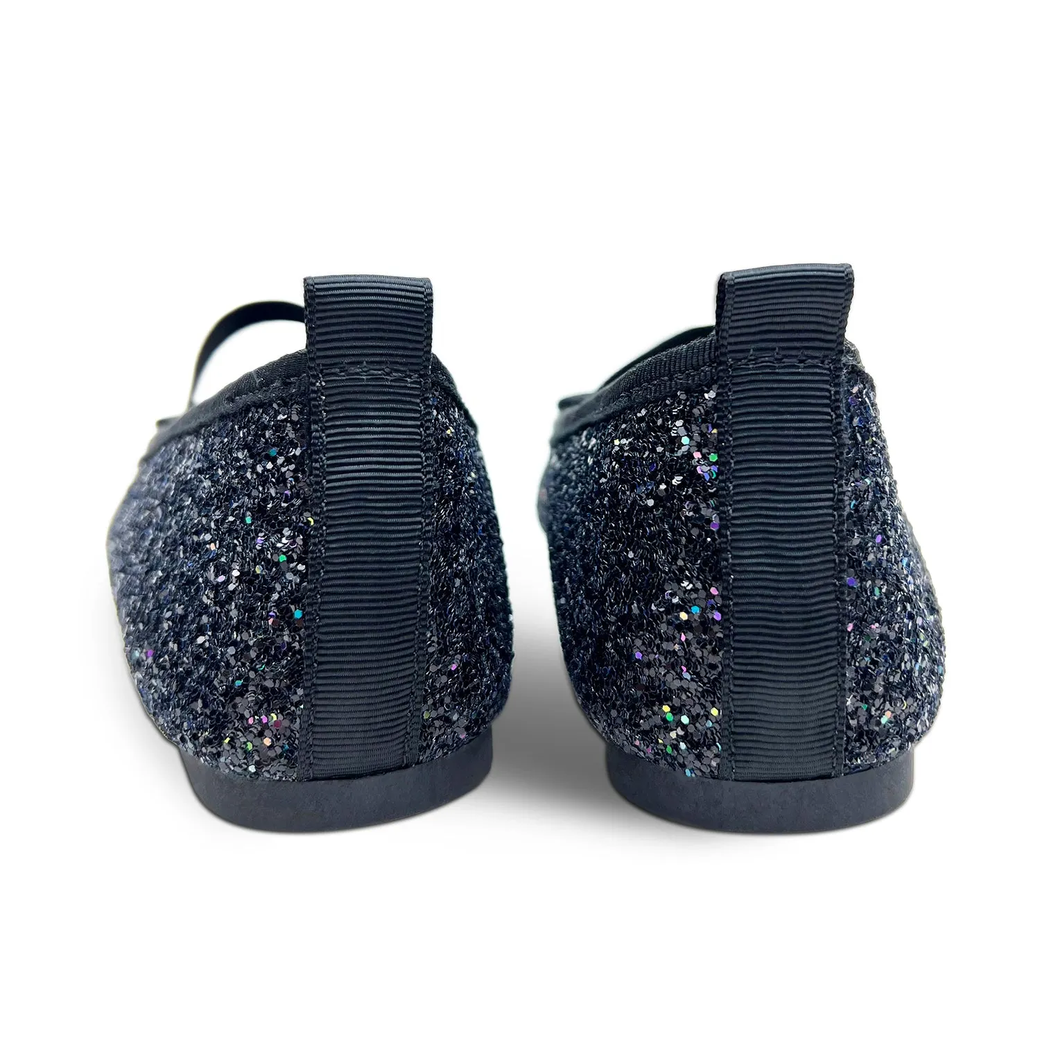 Miss Emma Flat in Black Glitter - Kids