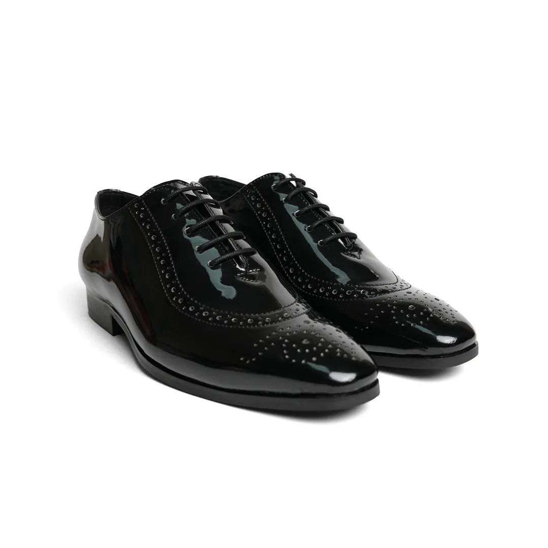 Monkstory Glossy Classic Patent Oxford Lace-Ups - Black