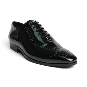 Monkstory Glossy Classic Patent Oxford Lace-Ups - Black