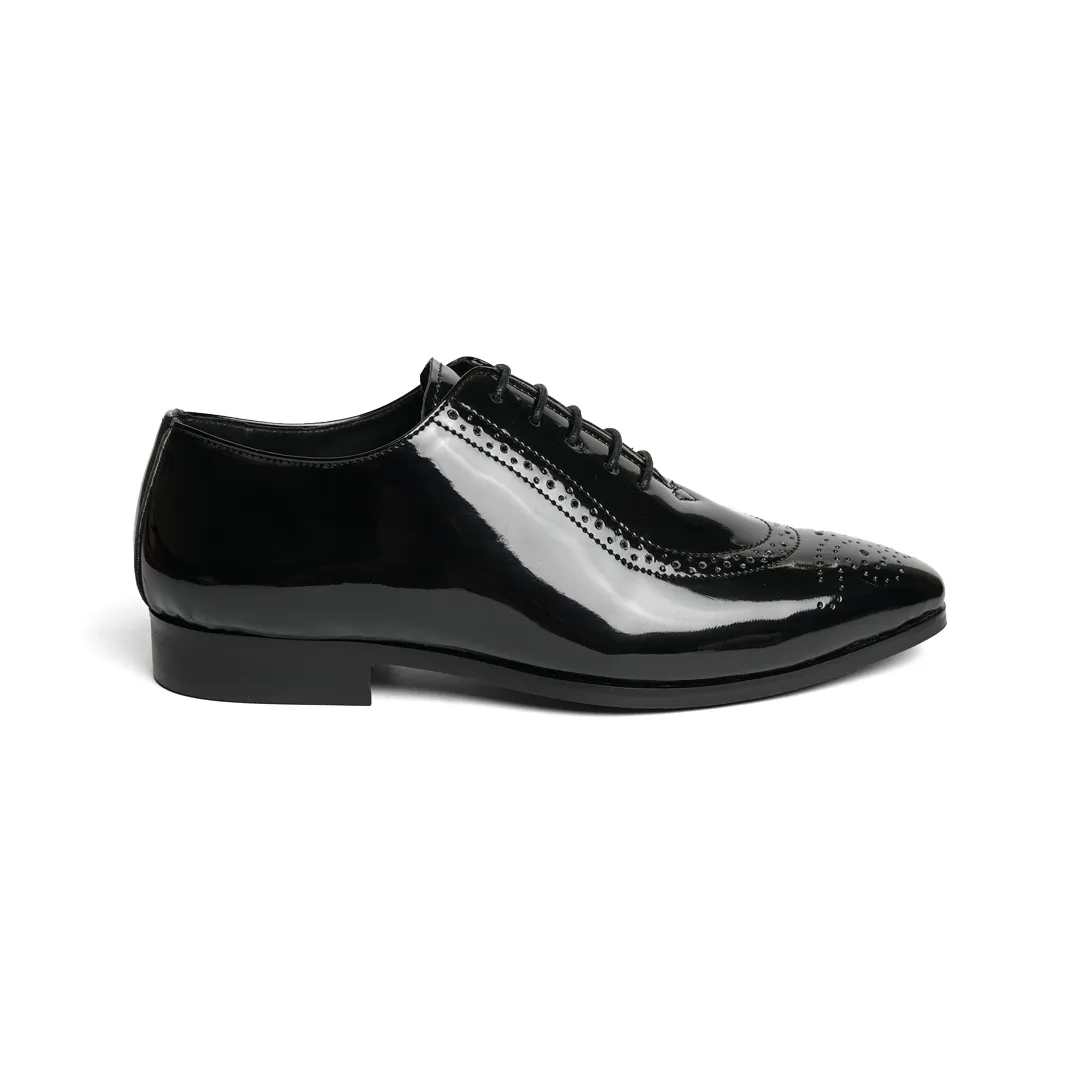 Monkstory Glossy Classic Patent Oxford Lace-Ups - Black