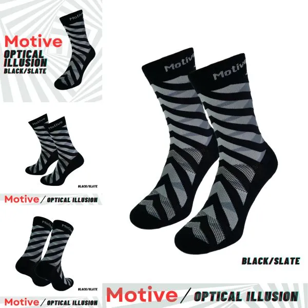 Motive Sock Sport Performance Illusion Crew - Black/Slate