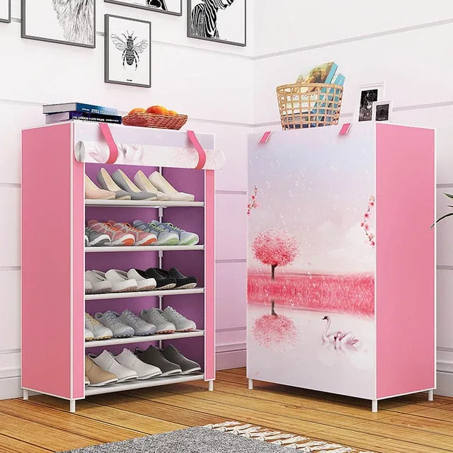 Multi Layers Shoe Rack Nonwoven Fabric Home Shoes Storage Organizer Easy to Install Shoe Cabinet Stand Holders Space Saver