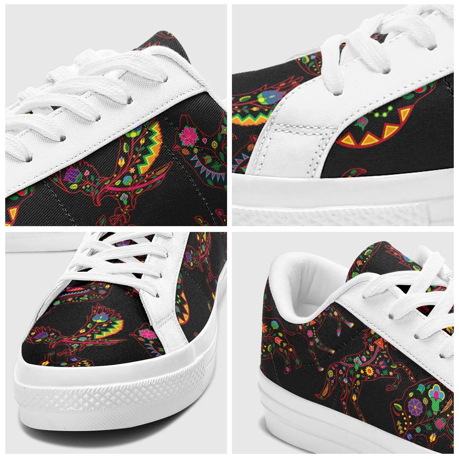 Neon Floral Animals Aapisi Low Top Canvas Shoes White Sole