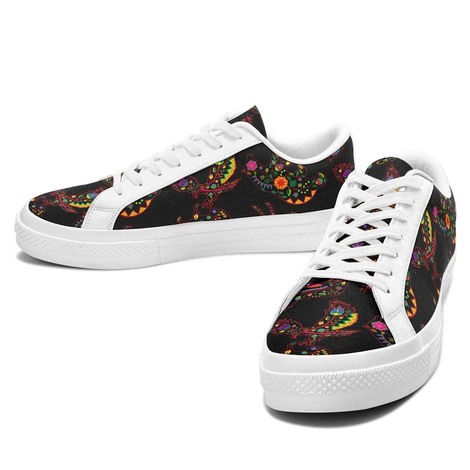 Neon Floral Animals Aapisi Low Top Canvas Shoes White Sole