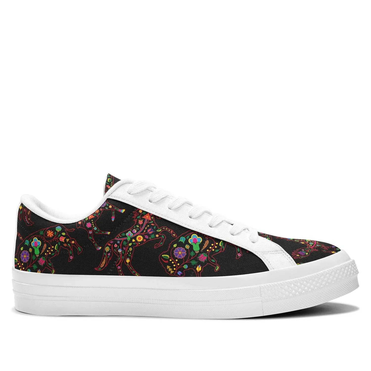 Neon Floral Animals Aapisi Low Top Canvas Shoes White Sole