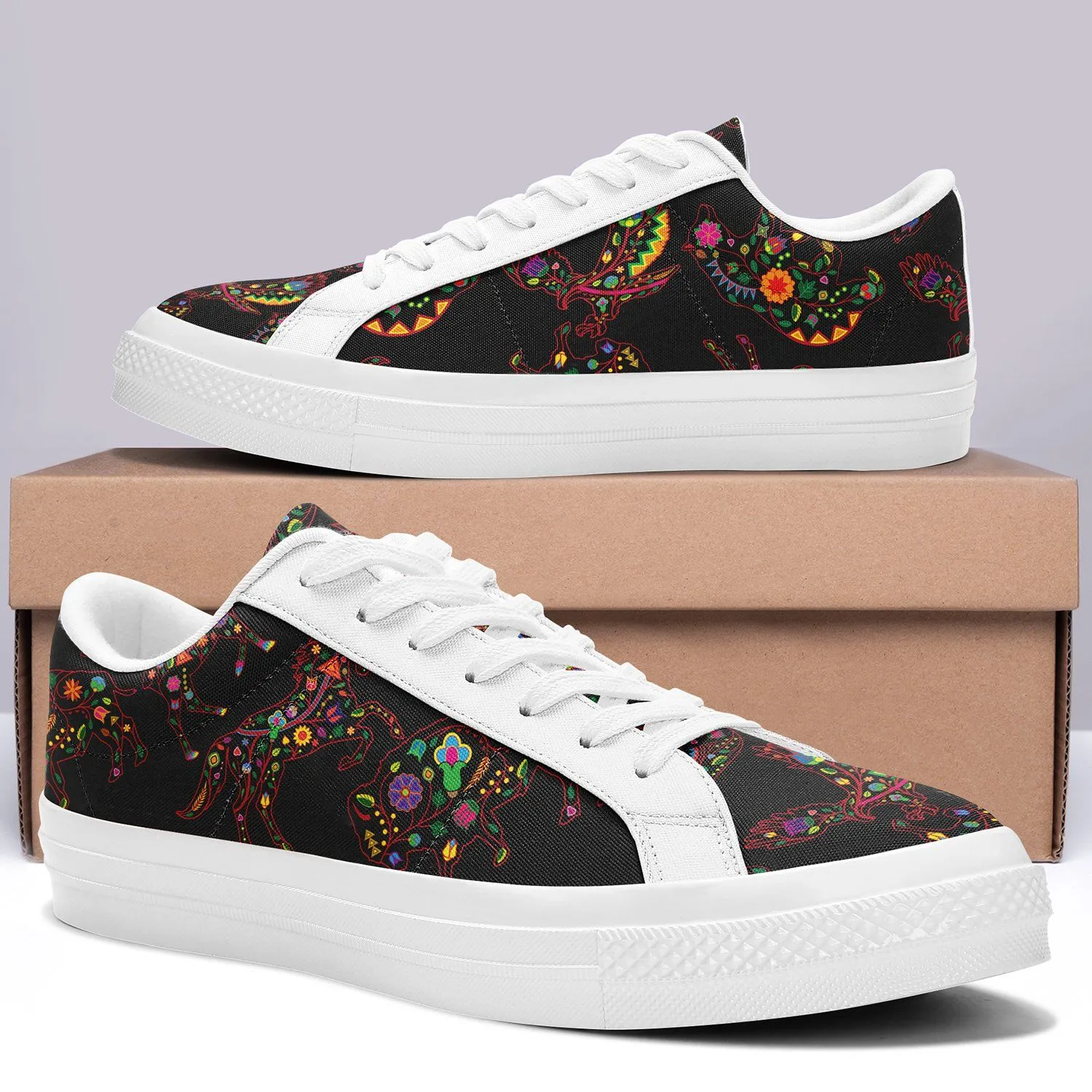 Neon Floral Animals Aapisi Low Top Canvas Shoes White Sole