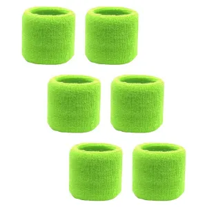 Neon Green Wrist Sweatbands - 6 Pack