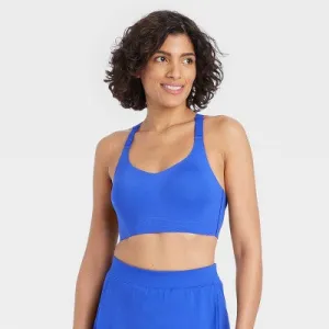 New - Women's Sculpt High Support Embossed Sports Bra - All In Motion Dark Blue L