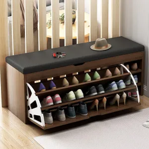 Nordic Wooden Space Saving Shoe Rack Stool