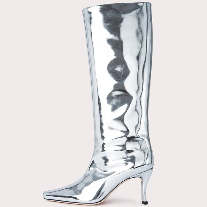 Patent Knee-High Western Boots