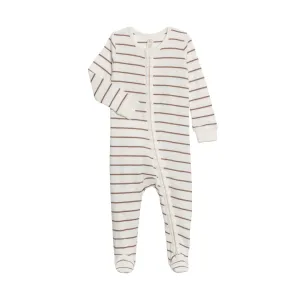 Peyton Organic Footed Sleeper - Kade Stripe   Taupe