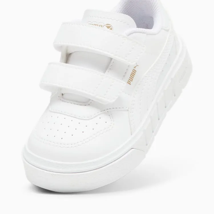 PUMA KID'S CALI COURT LEATHER WHITE/GOLD SNEAKER SHOES