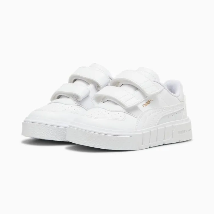 PUMA KID'S CALI COURT LEATHER WHITE/GOLD SNEAKER SHOES