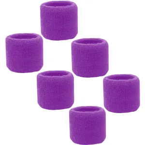 Purple Wrist Sweatbands - 6 Pack