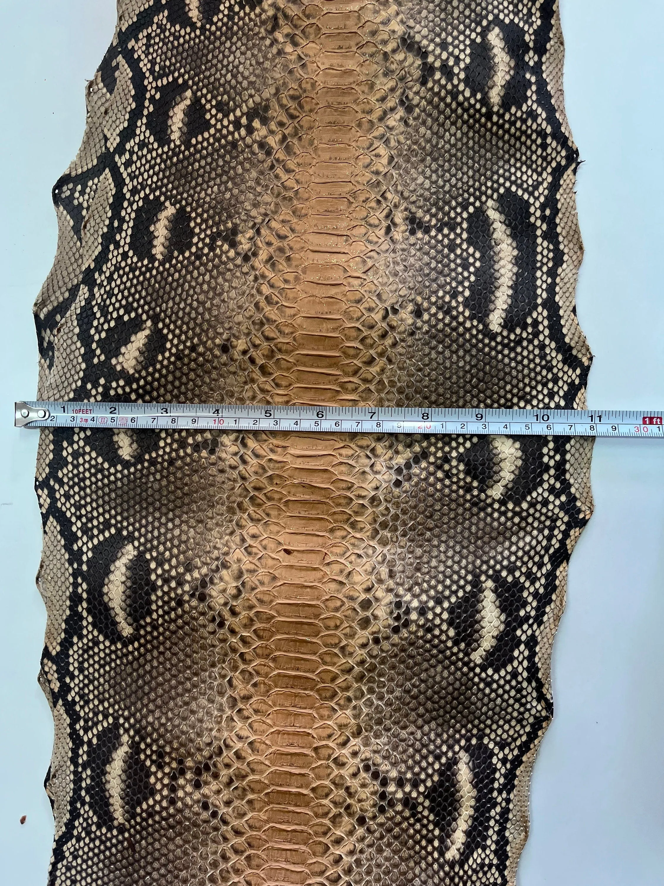 Real python leather, genuine snake leather hide color beige, long and wide snakeskin of thick 0,7mm(2 oz)