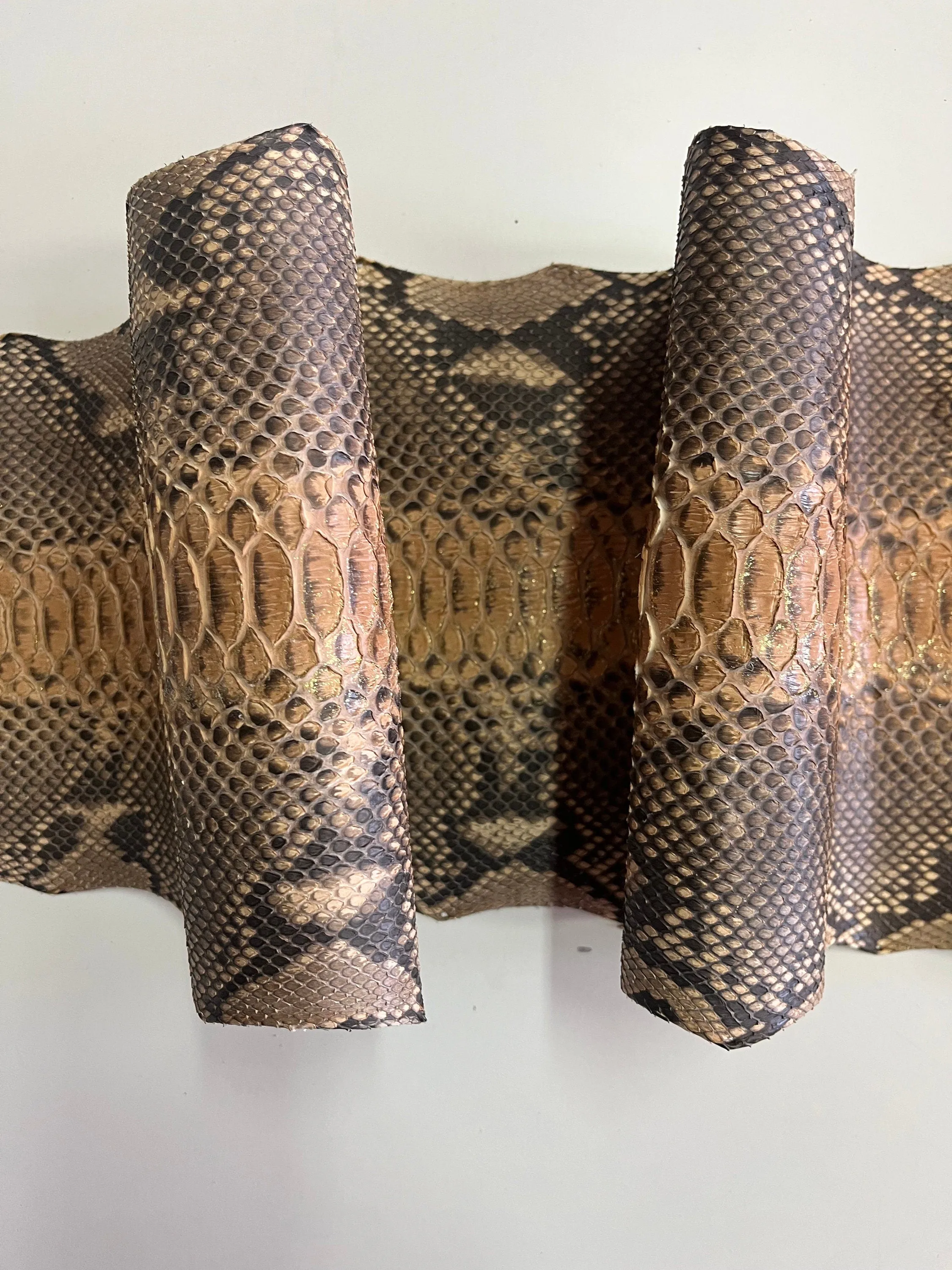 Real python leather, genuine snake leather hide color beige, long and wide snakeskin of thick 0,7mm(2 oz)