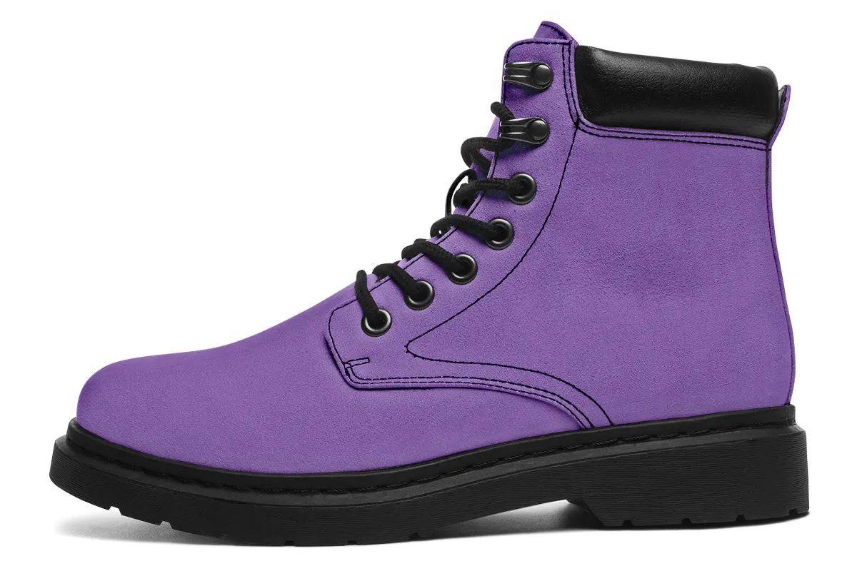 Retro Violet Classic Boots - High Quality Micro-Suede Weatherproof Vegan Shoes with Stitched on Soles