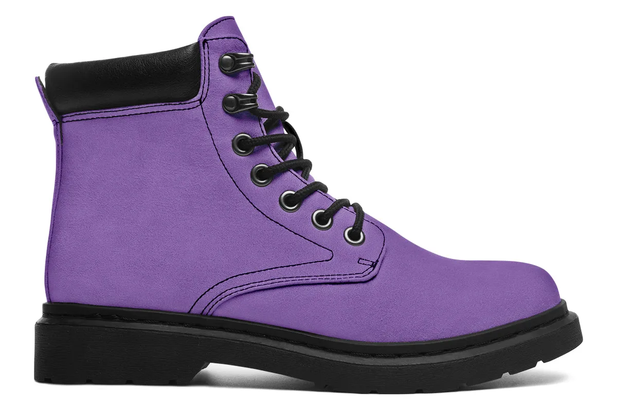 Retro Violet Classic Boots - High Quality Micro-Suede Weatherproof Vegan Shoes with Stitched on Soles