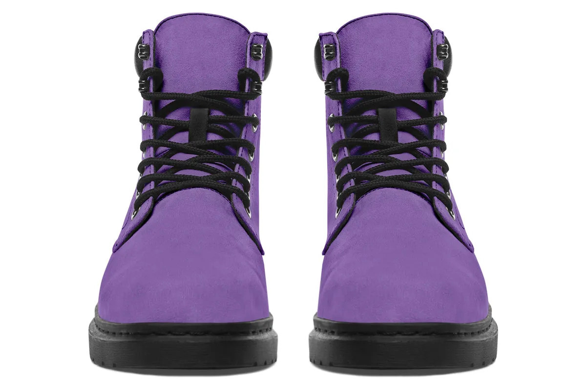 Retro Violet Classic Boots - High Quality Micro-Suede Weatherproof Vegan Shoes with Stitched on Soles