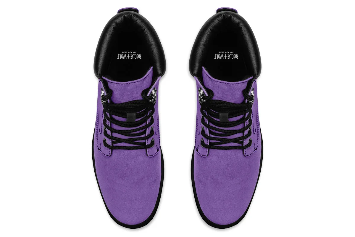 Retro Violet Classic Boots - High Quality Micro-Suede Weatherproof Vegan Shoes with Stitched on Soles