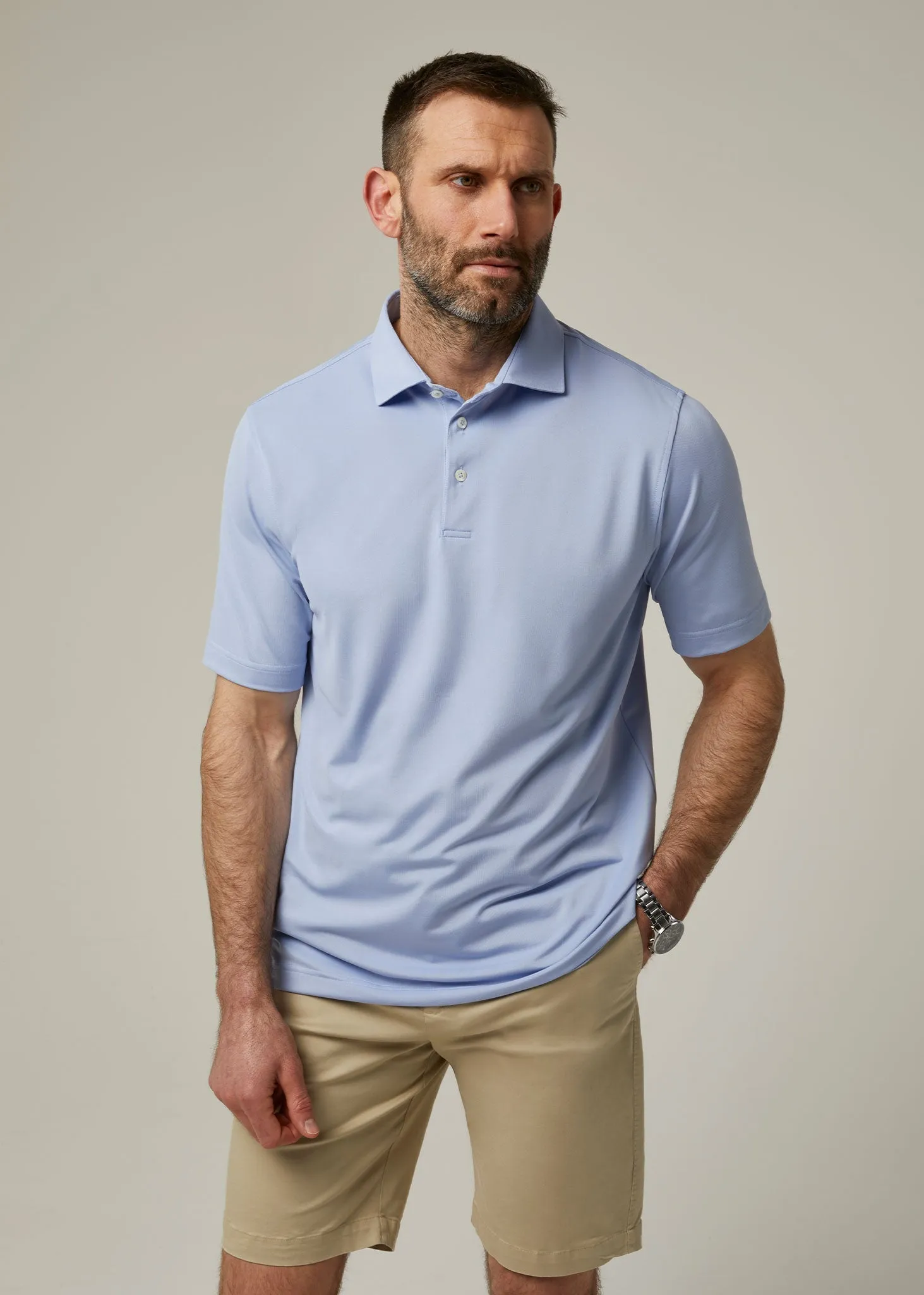 Rockbourne Performance Polo in Light Blue - Sports Fit