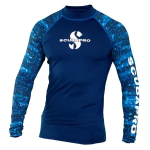 ScubaPro Aegean Rash Guard Mens, Long Sleeve (UPF50)- Blue