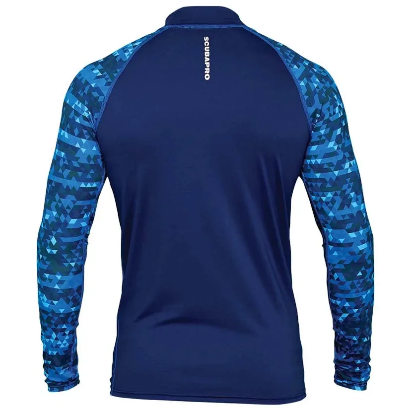 ScubaPro Aegean Rash Guard Mens, Long Sleeve (UPF50)- Blue