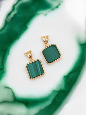 Serafina - Green Malachite Dangle Earrings