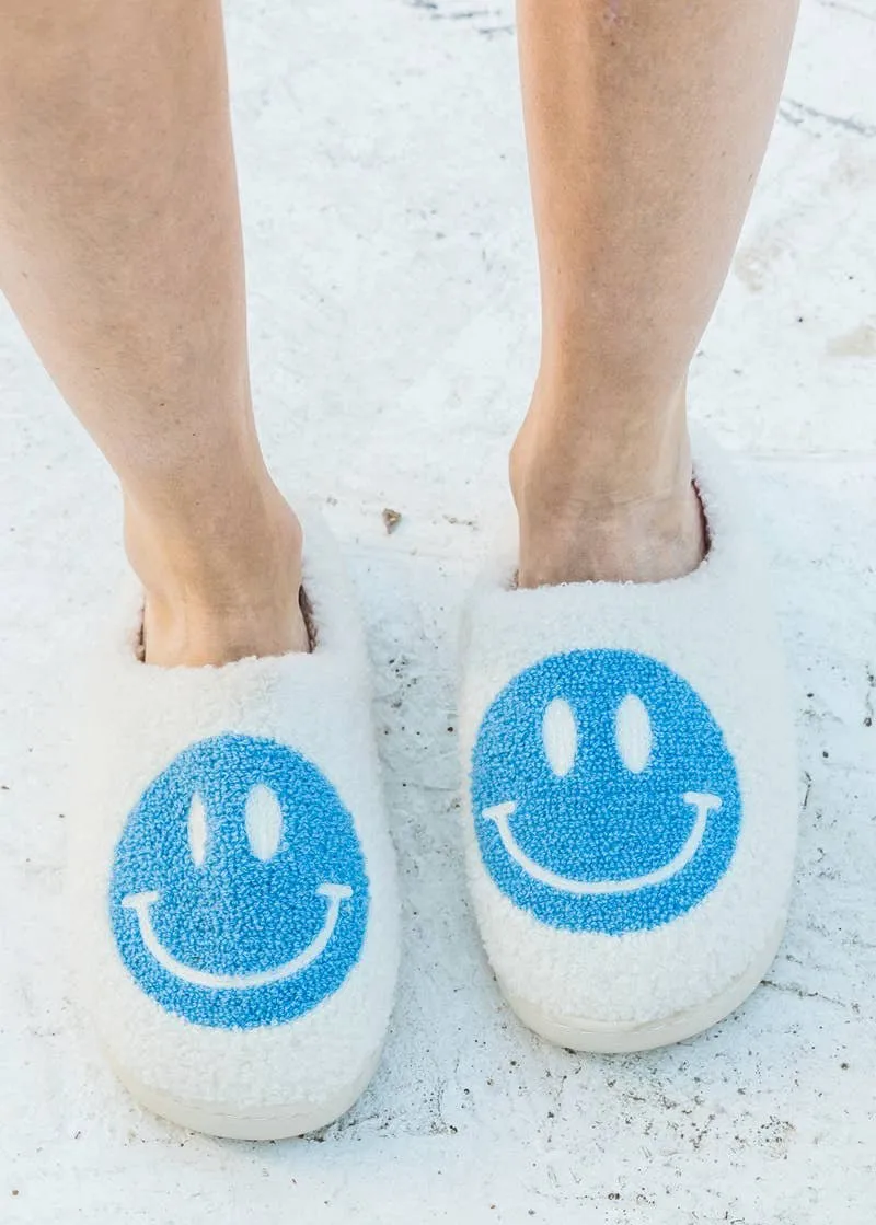 Sherpa Fuzzy Happy Face Slippers