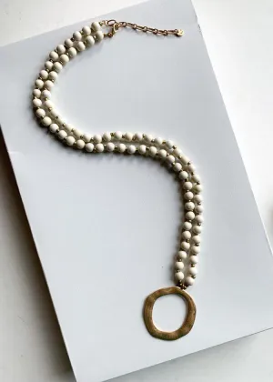 Snug Corner Long Beaded Ivory Beaded Pendant