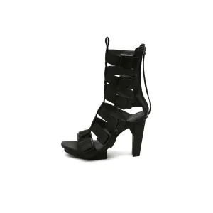 Strappy Cutout Gladiator Ankle Boots