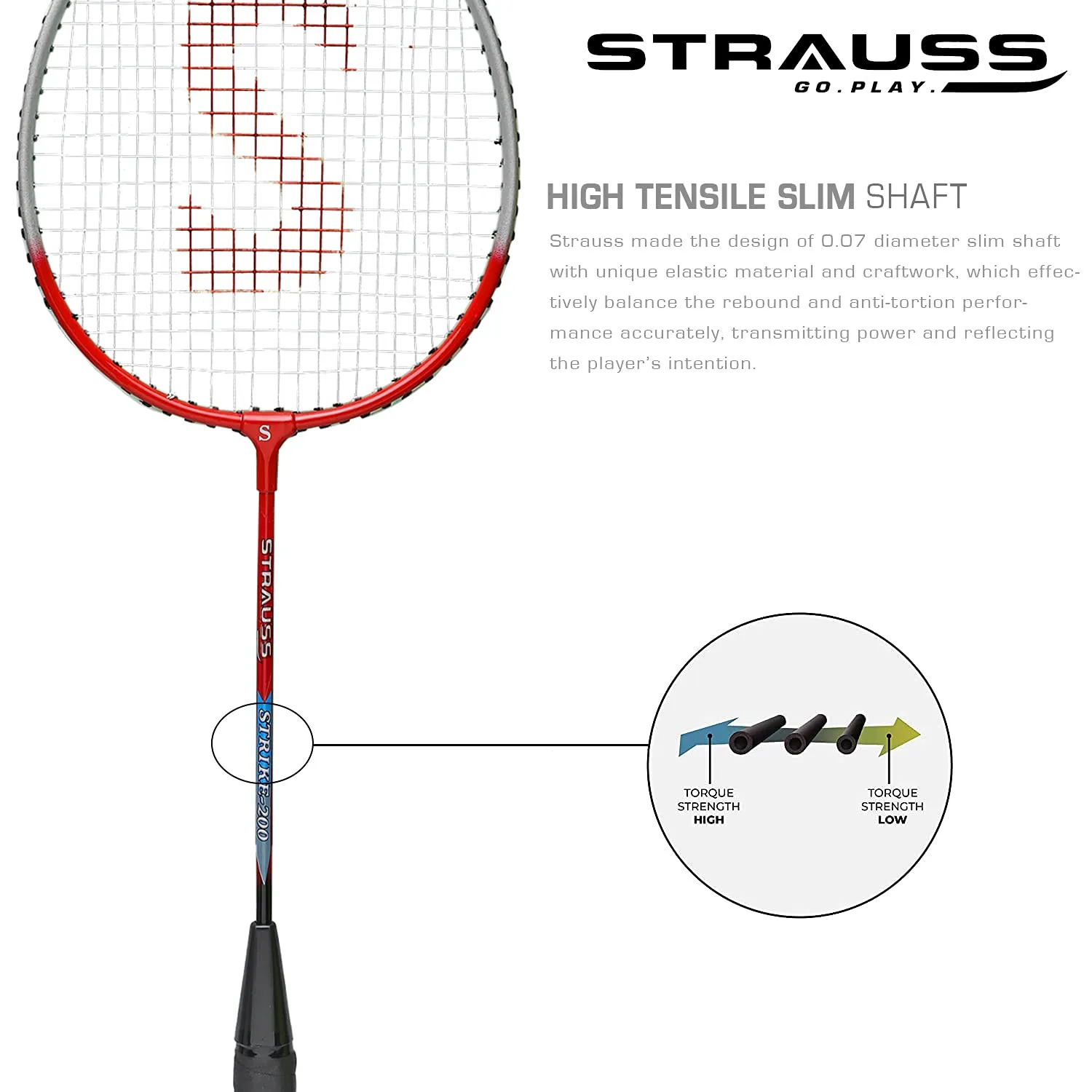 Strauss Badminton Racket Pair, Strike-200, (Aluminium Material)