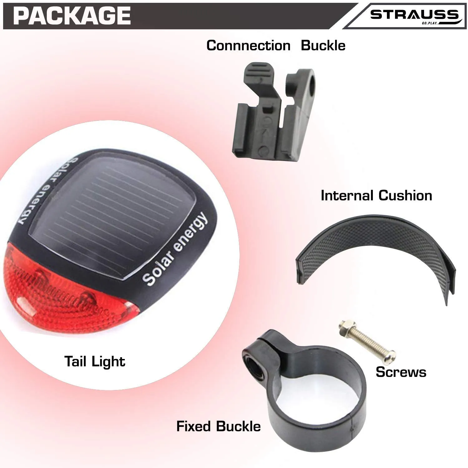 Strauss Bicycle Solar Tail Light and Bicycle Flash Tail Light with Laser (Black)