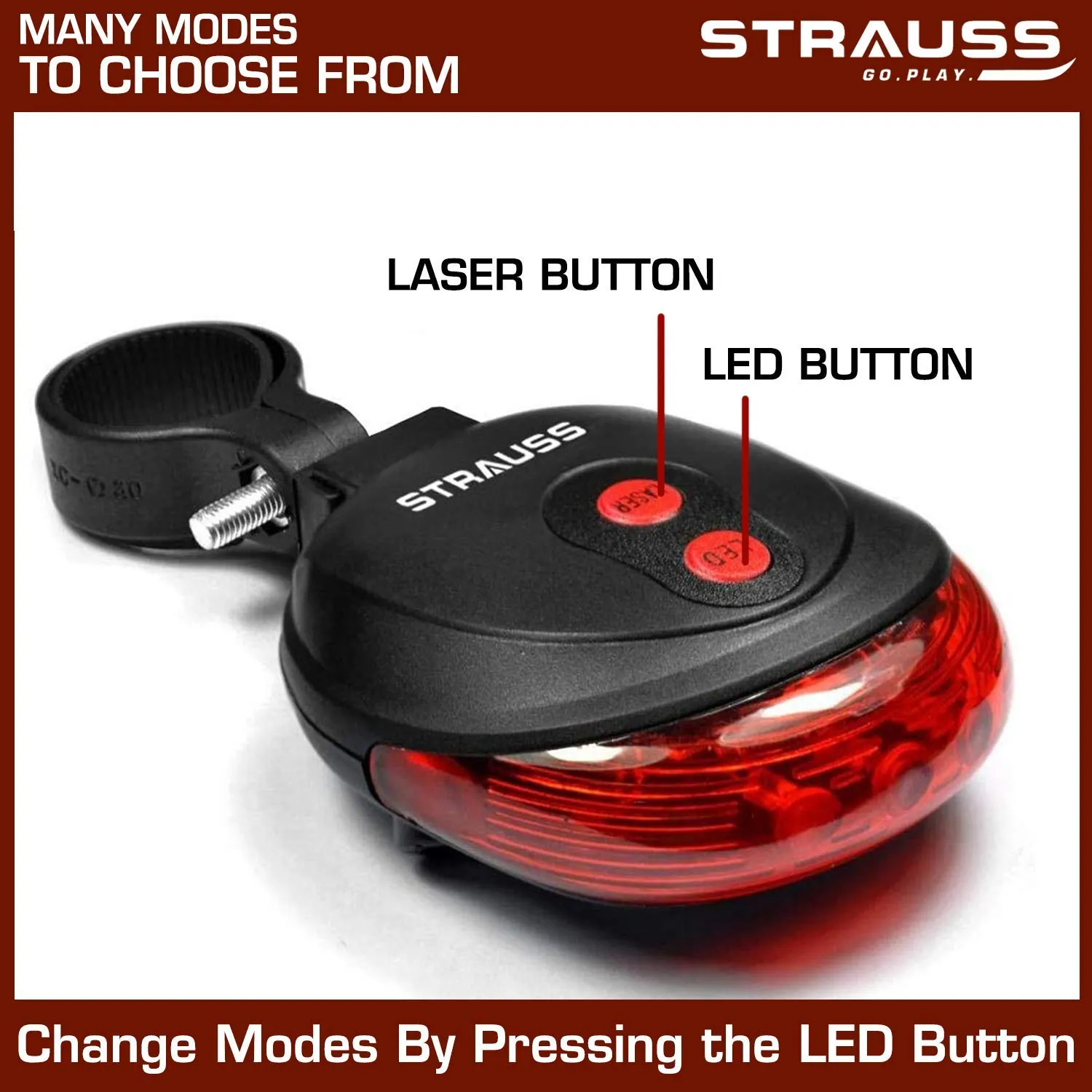 Strauss Bicycle Solar Tail Light and Bicycle Flash Tail Light with Laser (Black)