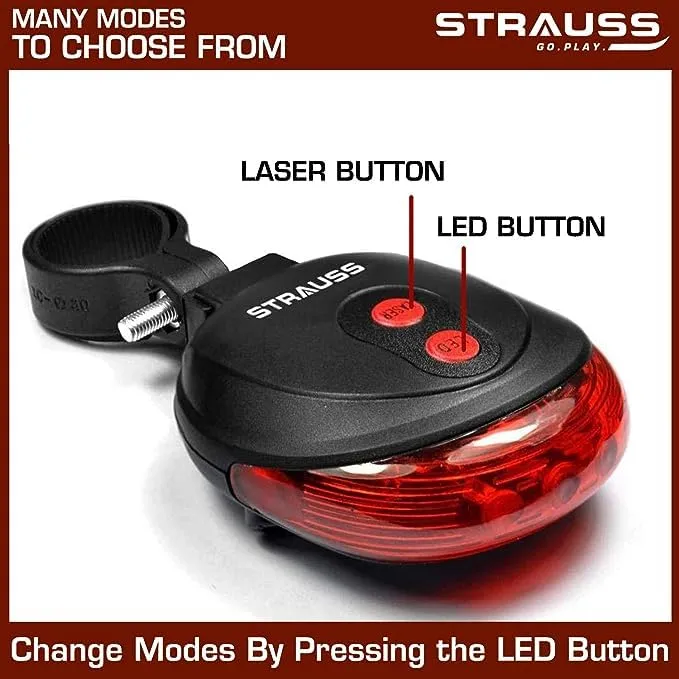 Strauss Bicycle Tail Lights | Headlights| Ultra Bright Waterproof Bicycle Tail Lights | Light Set with Led Light | Tail Clip Light Lamp |Taillight Set | Pack of 3