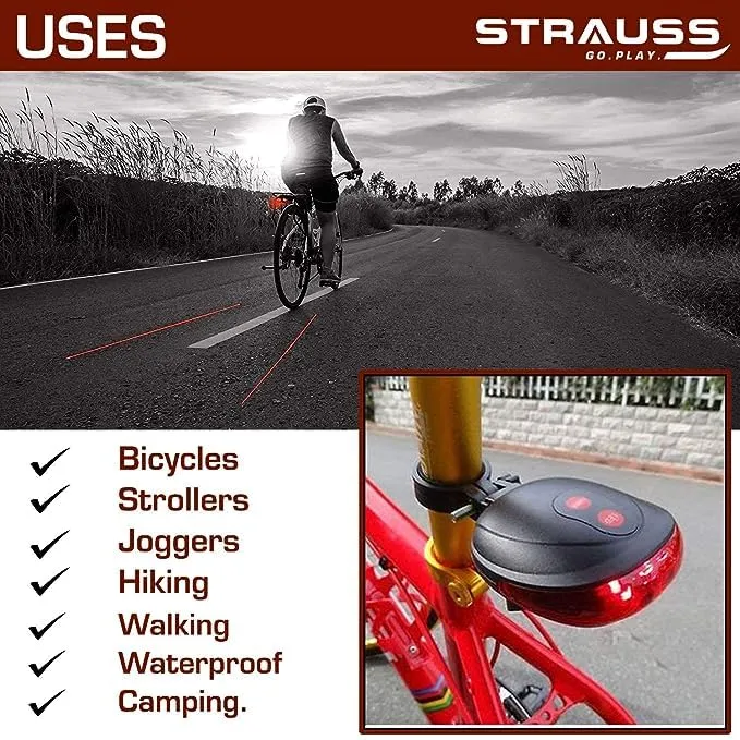 Strauss Bicycle Tail Lights | Headlights| Ultra Bright Waterproof Bicycle Tail Lights | Light Set with Led Light | Tail Clip Light Lamp |Taillight Set | Pack of 3