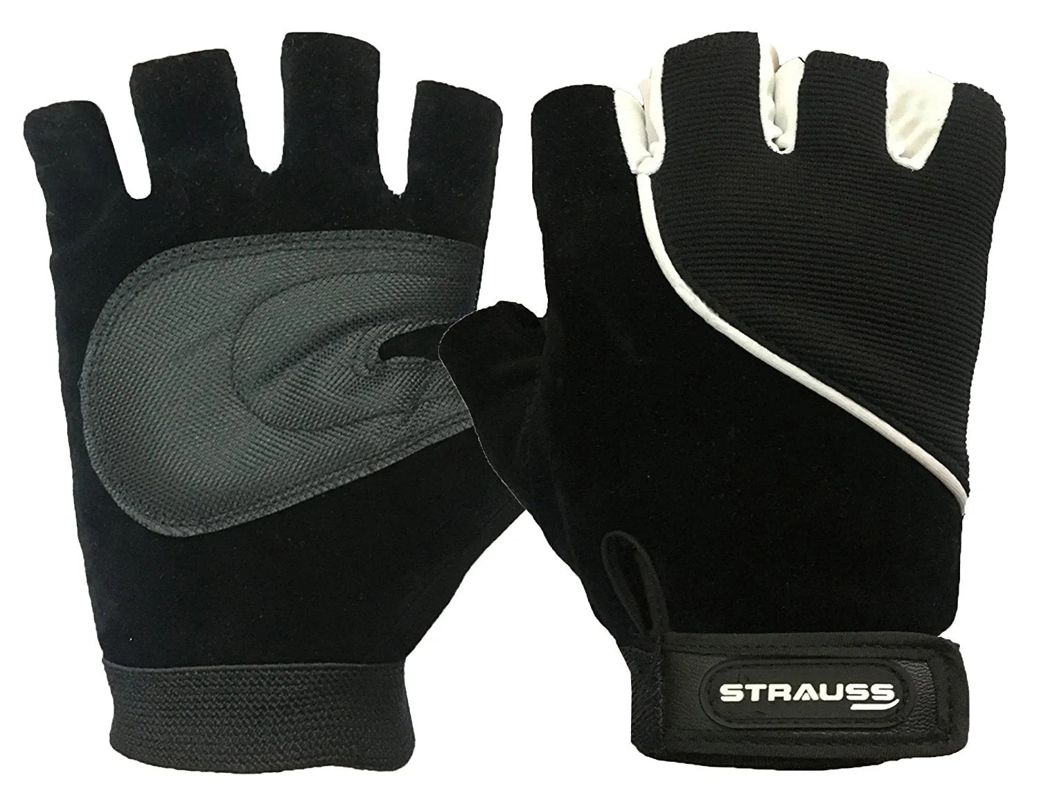 Strauss Comfort Velvet StretchBack Cut Finger Gloves (Small_Black)