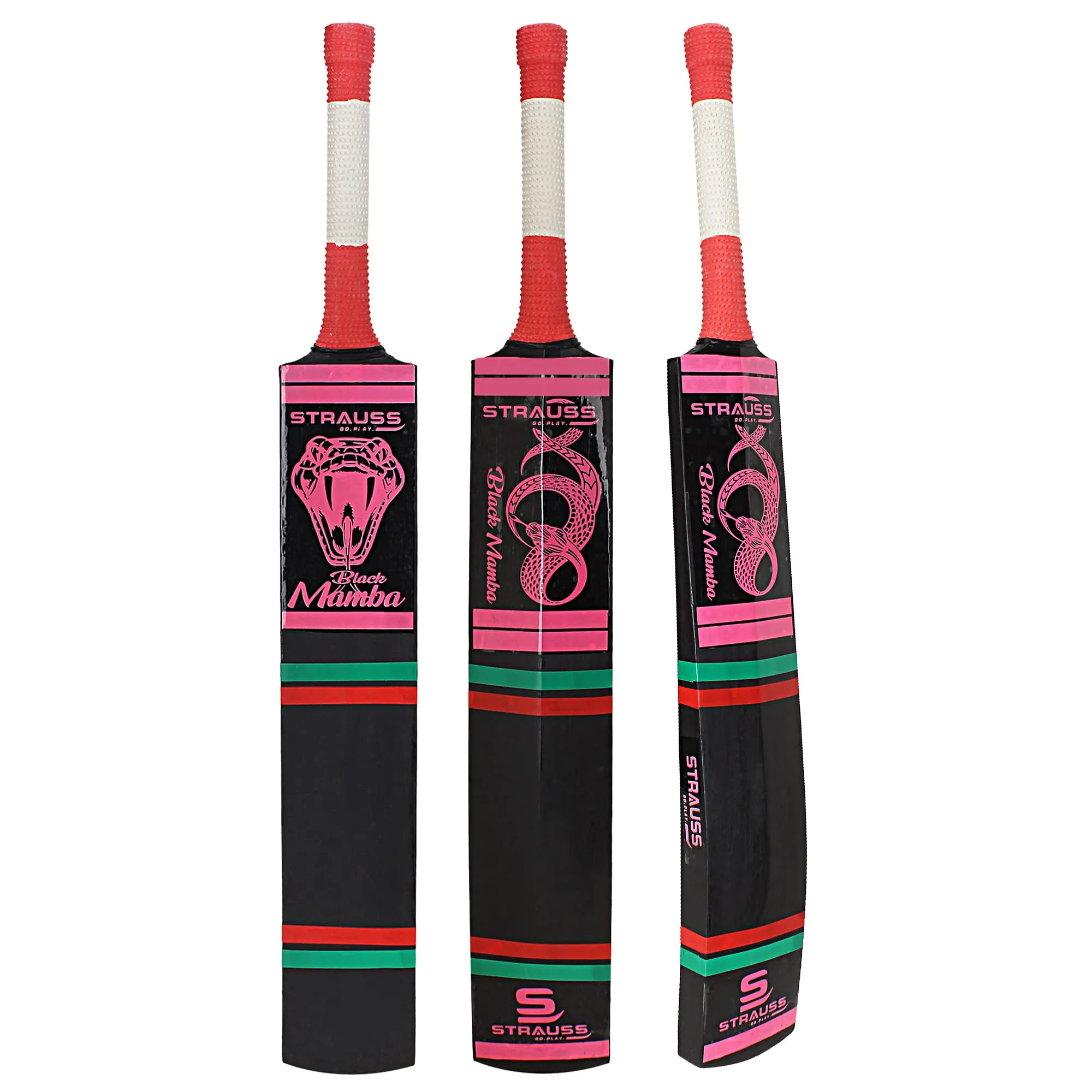 Strauss Cricket Bat | Edition: Black Mamba | Kashmir Willow | Black Mamba Tennis Cricket Bat | Full Size | Color: Black | Tennis Ball Cricket Bat