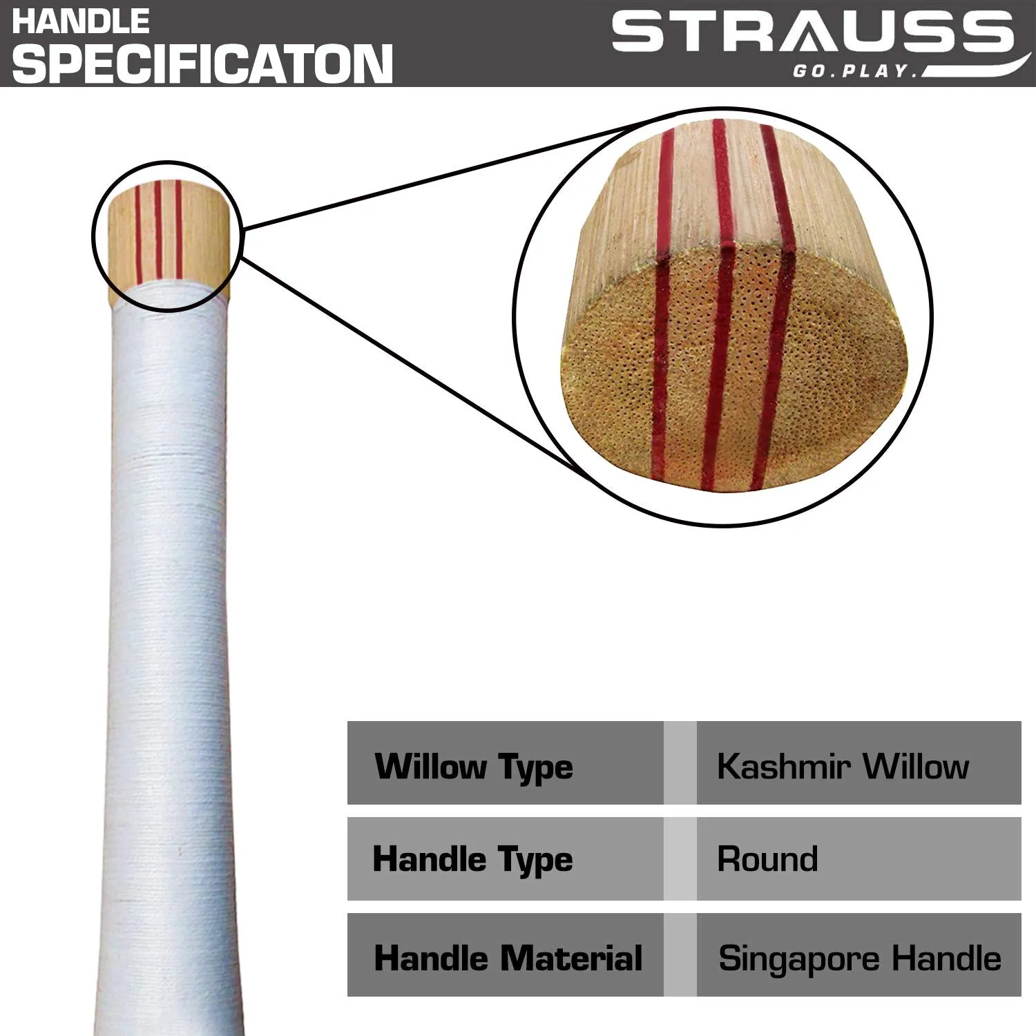 Strauss Knockout Scoop Tennis Cricket Bat,Full Duco,Red, (Singapur Handle)