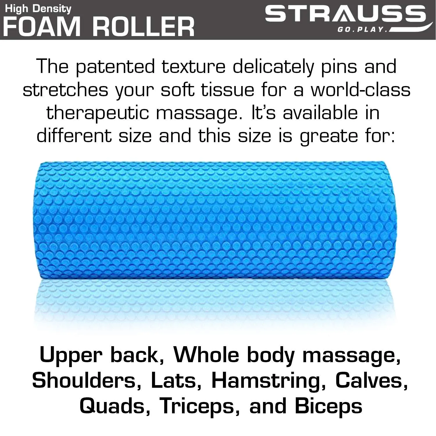 Strauss Yoga Foam Roller, 30cm (Blue) and Foot/Hand Massage Roller