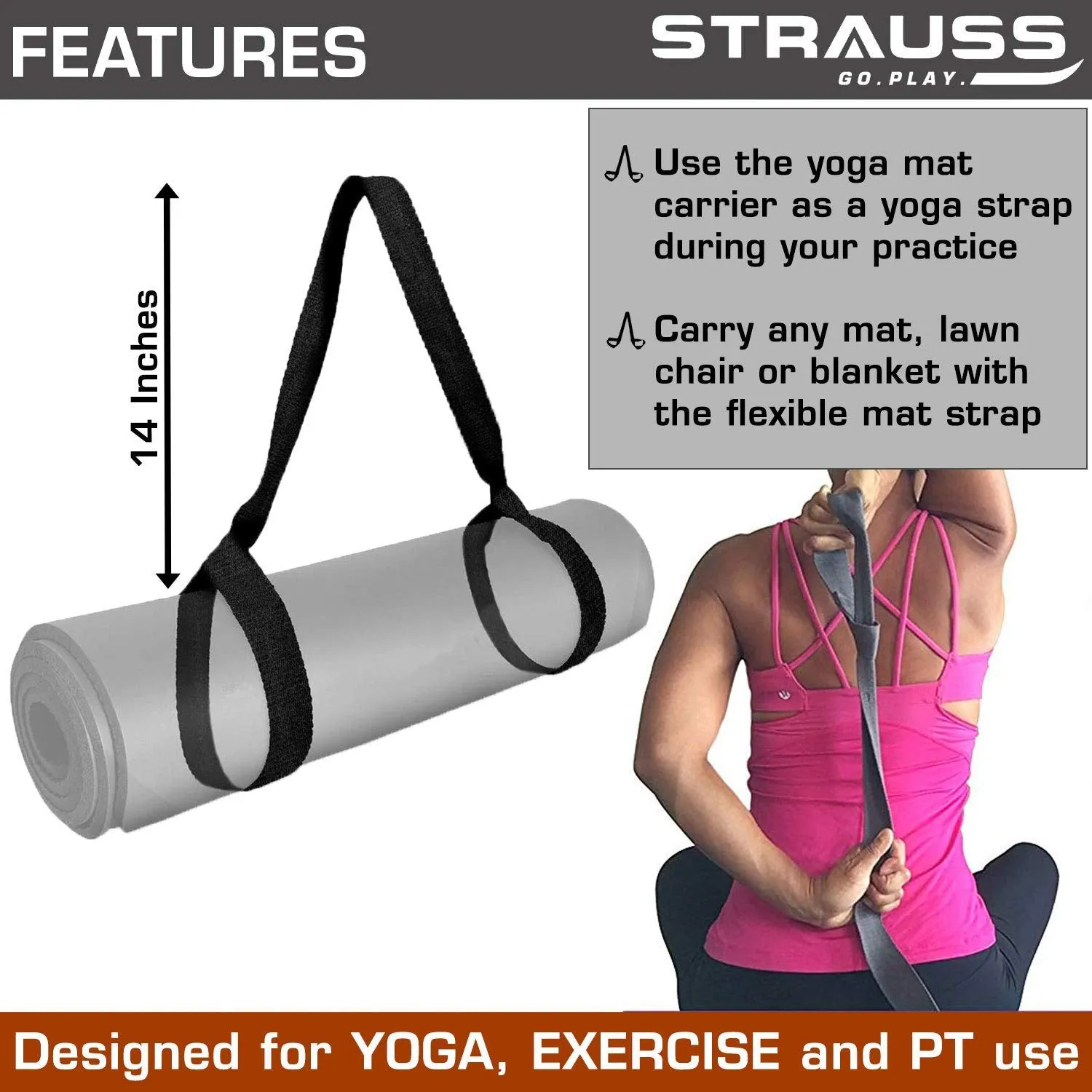 Strauss Yoga Mat, 6mm (Grey) and Anti-Slip Yoga Towel (Purple)