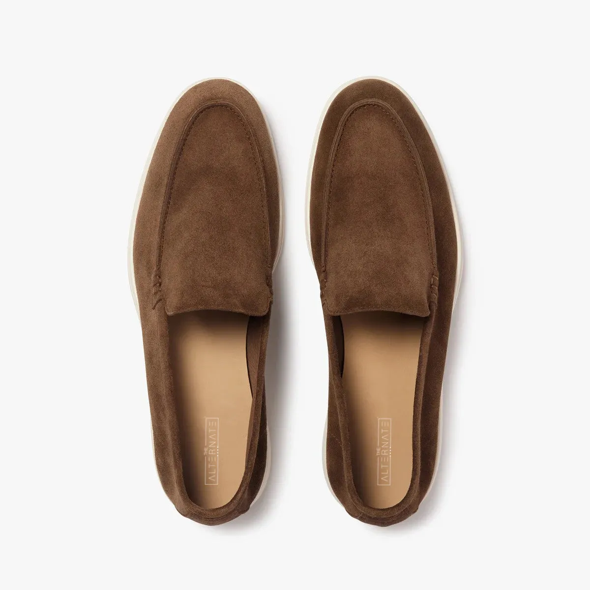 SUEDE LOAFERS WITH RUBBER OUTSOLE- BROWN