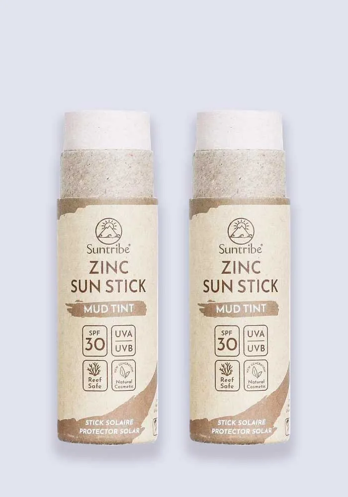 Suntribe Natural Mineral Zinc Sun Stick Mud Tint SPF 50 30g - 2 Pack Saver